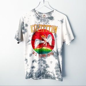 Led Zeppelin Gray & White Tie Dye Band Tee
